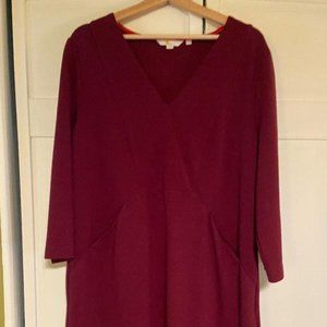 -Boden Cotton Blend Mini Shift Stretch Dress Dark Berry 16